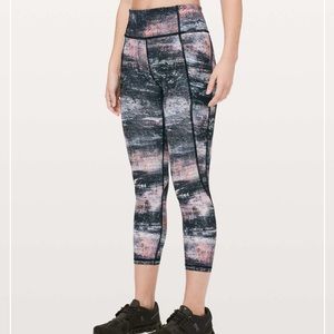 Lululemon Time to Sweat Crop - Azurite Poppy Coral Multi
